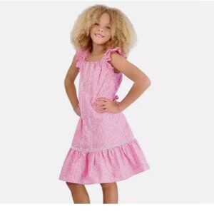 French Connection Girl's Smocked Dress Teal Blue Floral Dress